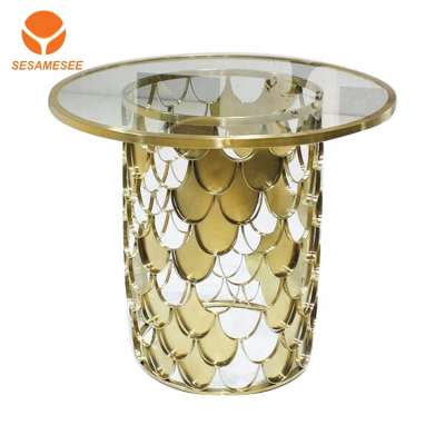 crystal modern glass round side end coffee table