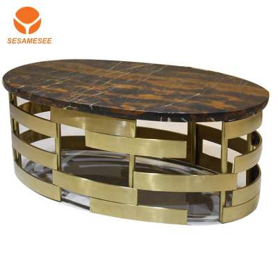 Hotel modern gold legs metal tea furniture small round side end table top marble