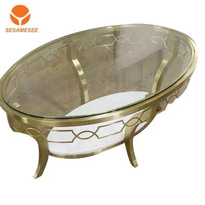 Italian Round Tempered Glass Rotating Living Room End Table gold legs