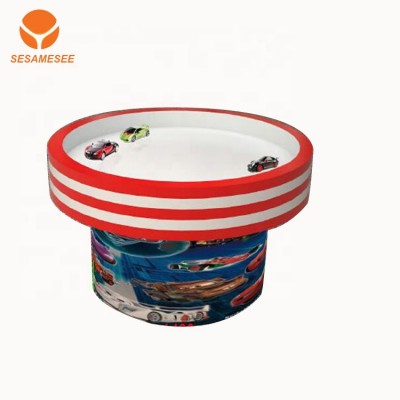 Factory price floor round red table display for car toys in retail store