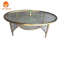 Hot Sales Modern Gold Steel glass top Dining Round Furniture Restaurant End Table